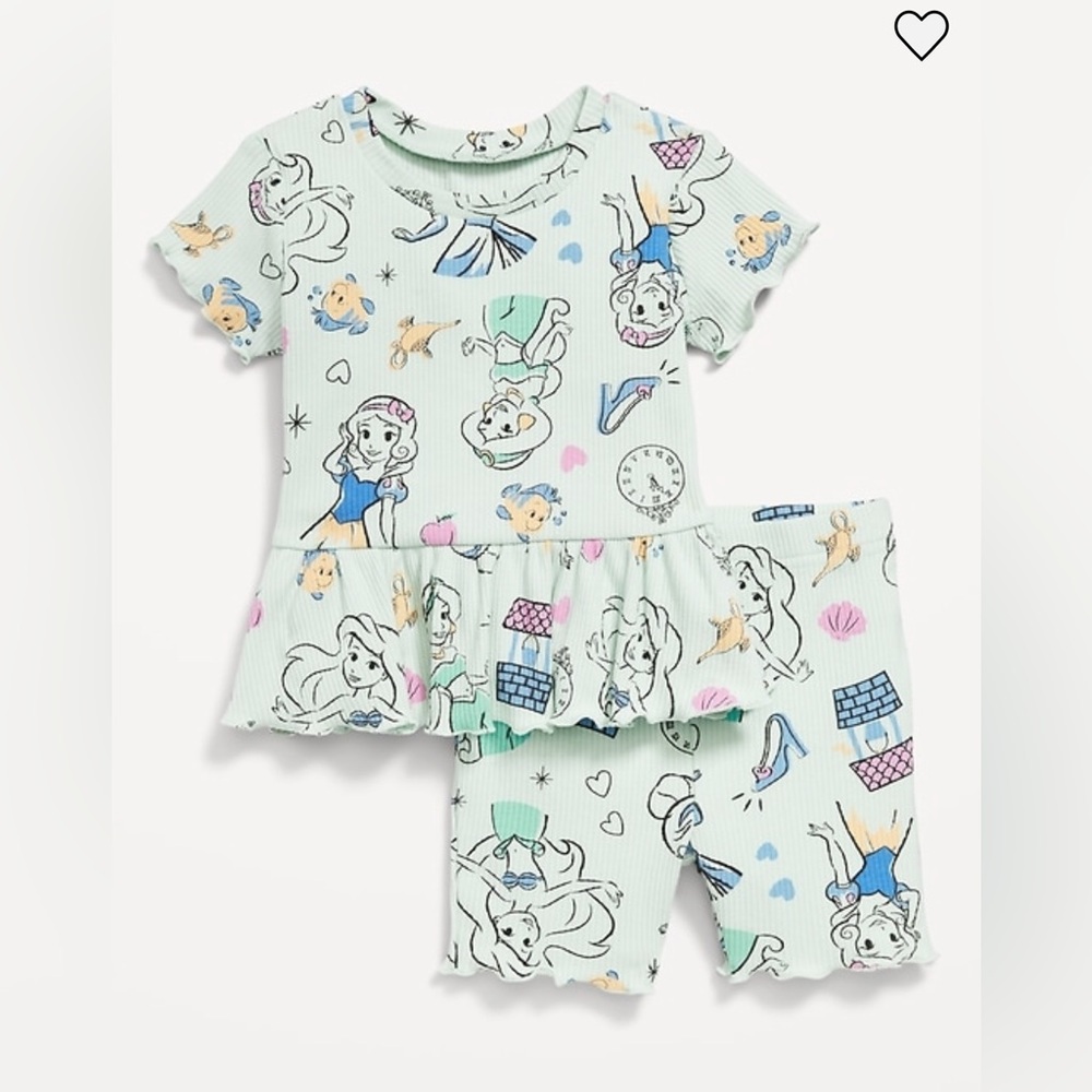 Disney Princess Top and Shorts Set - Light Green